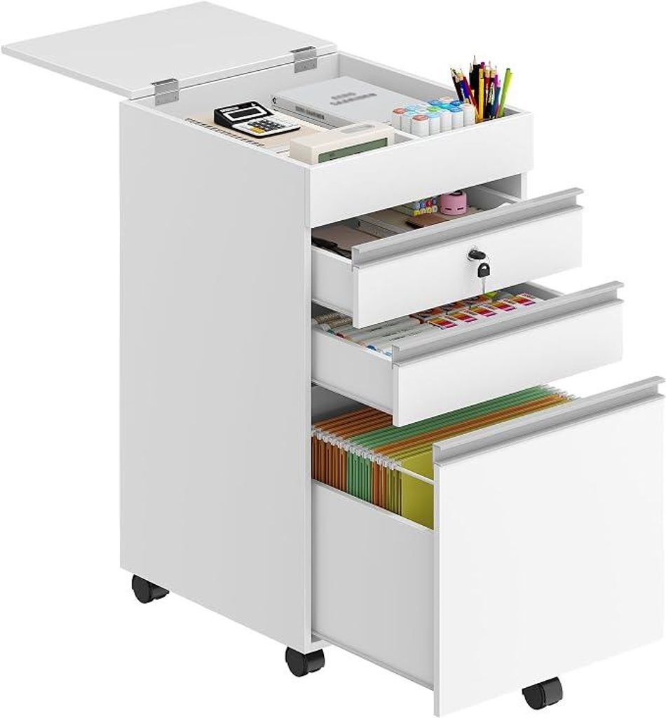 Rollcontainer 40 x 40 x 70 cm 3 Schubladen abschließbar Produktbild 
