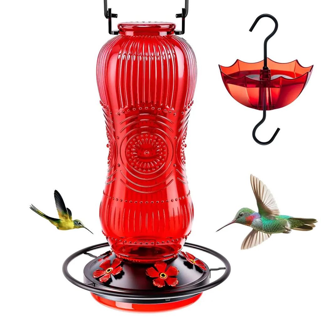 Outdoor Kolibri-Futterstation,24oz – 5 Blumen-Fütterungsöffnungen, Bienenabwehr,mit Antischlupfschicht,ideal für Garten-Dekoration,Geschenk f...