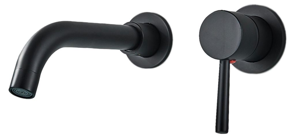 Ari Loft Unterputz Waschtischarmatur Schwarz Matt Mit Wandauslauf, 360° Schwenkfunktion, Messing, G1/2, Keramikkartusche