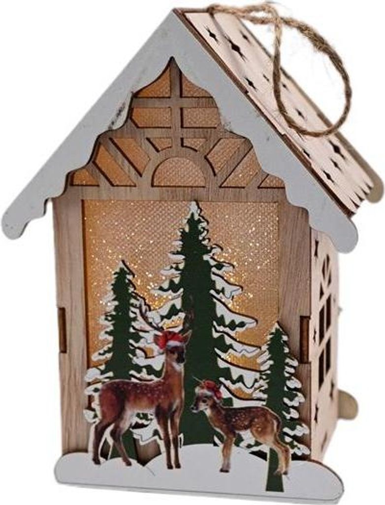 Holz Laterne LED Weihnachten Adventslaterne Rorate Licht Deko Weihnachtsmann Schneemann 15cm
