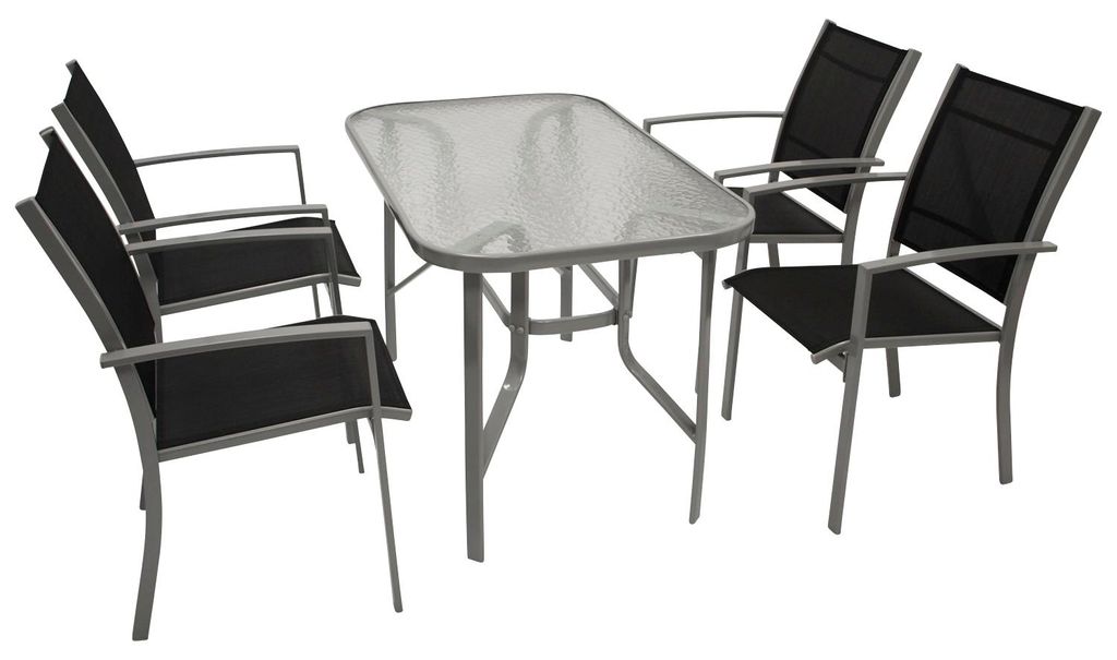Garnitur 5 teilig Metall Kunstgewebe schwarz