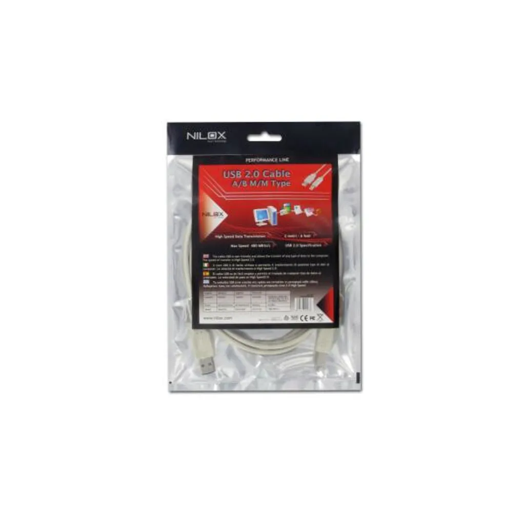 Câble USB 2.0 de 4.5m Nilox avec connecteurs renforcés mâle mâle