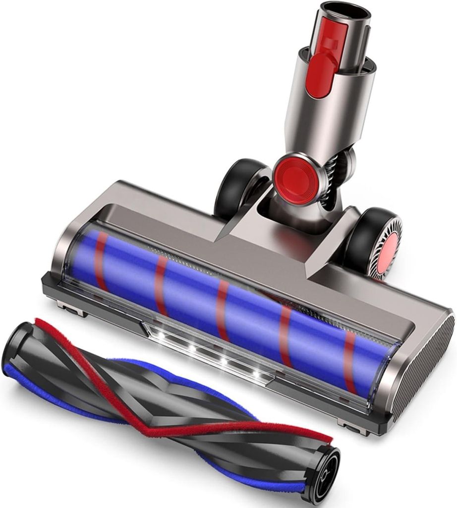 Bürste kompatibel für Dyson V7 V8 V10 V11 V15 Staubsauger, Bürste mit 4-LED Scheinwerfern, Flexibler Rotation und 2 Ersatzrollen, Bodenbürste Z...