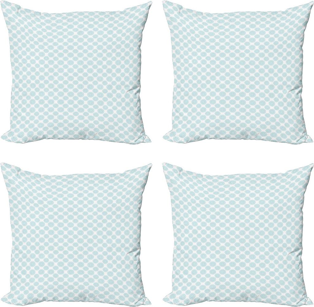 ABAKUHAUS Hellblau Kissenbezug Set (4 Stück), Elliptische Starry Bold, Moderner Doppelseitiger Digitaldruck, 60 cm x 60 cm, Blassblau Weiß