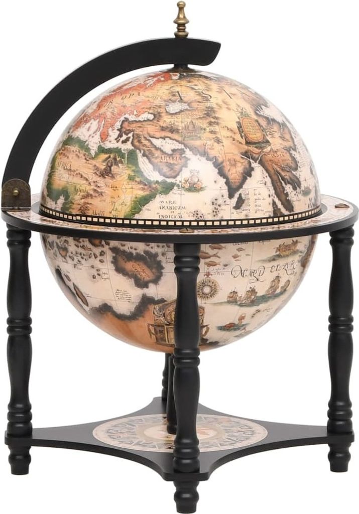 "im Angebot" Globus-Bar Schwarz Massivholz Eukalyptus - Weinregale CC15438