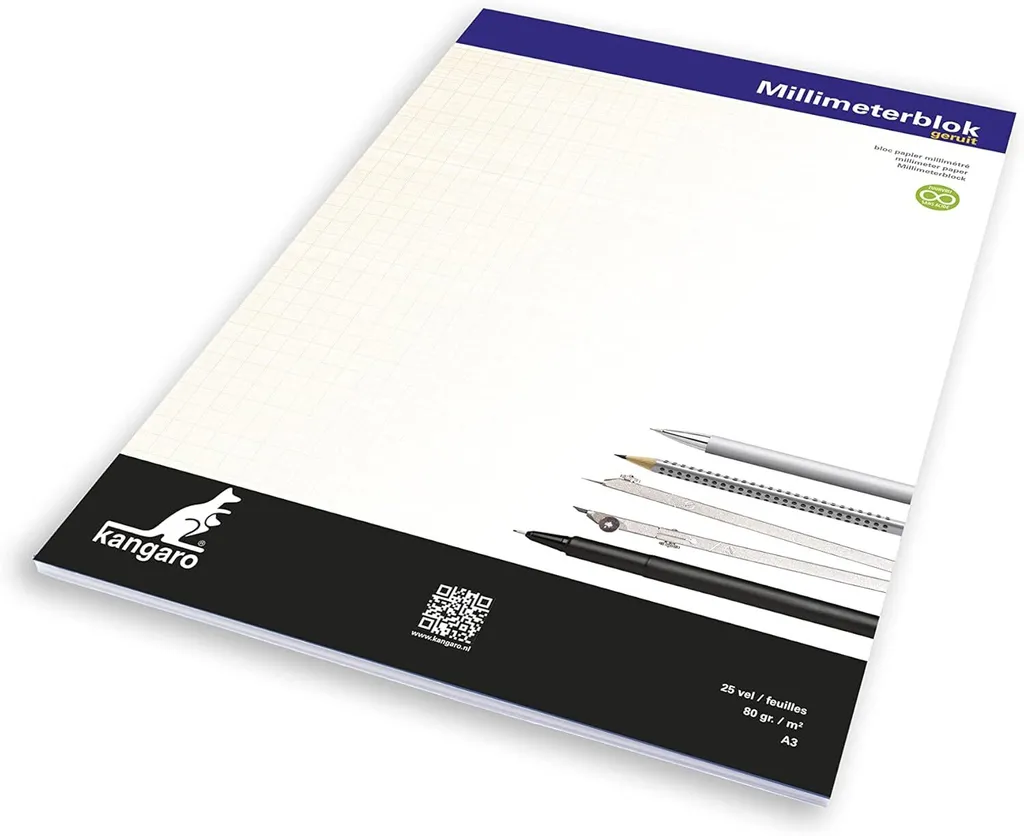 Acquista Kangaro K-5595 Blocco Carta Millimetrata A3 80g | 25 Fogli