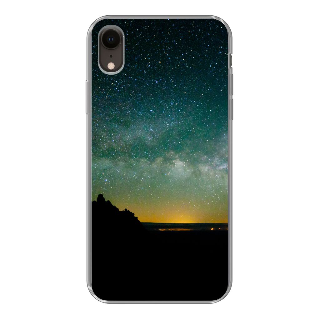 MuchoWow Handyhülle Schutzhülle Hülle für iPhone XR Universum - Sternenhimmel - Grün - Jungen - Mädchen - Kinder Silikon Softcase Handy Hü...