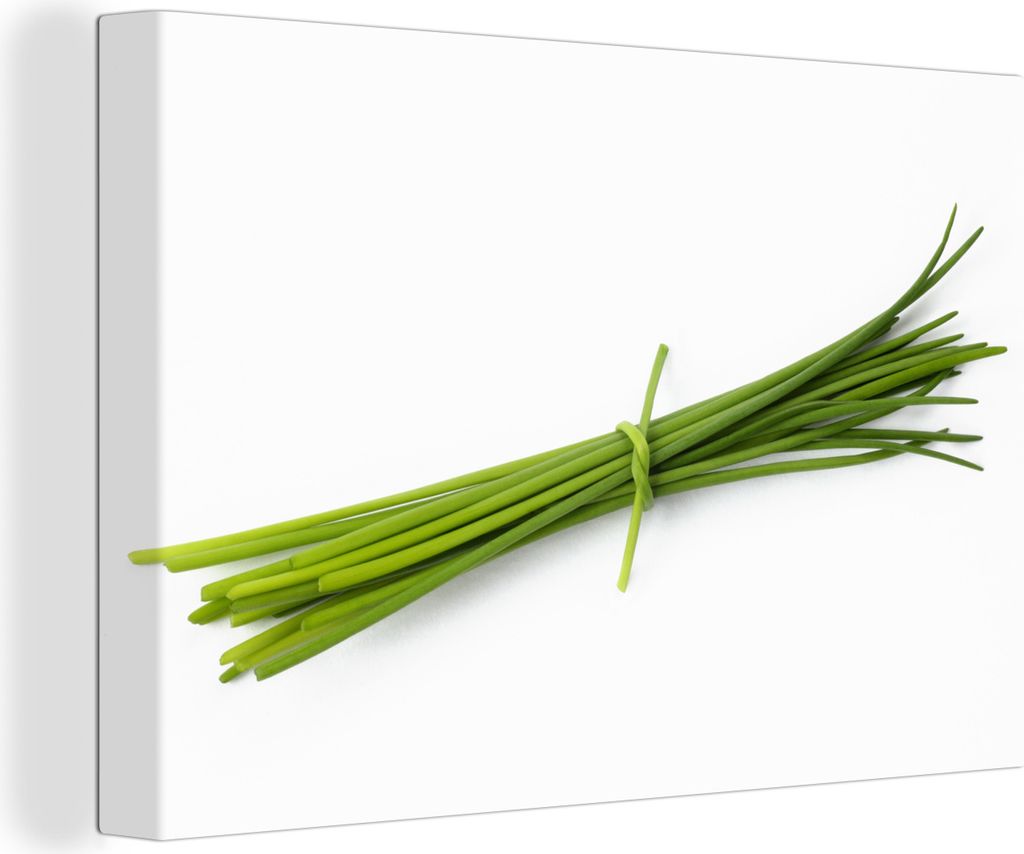 OneMillionCanvasses - Leinwandbilder - 140x90 cm, Gebundener frischer Schnittlauch, waagerecht liegend, Wandbilder Kunstdruck Wanddekoration - Fo...