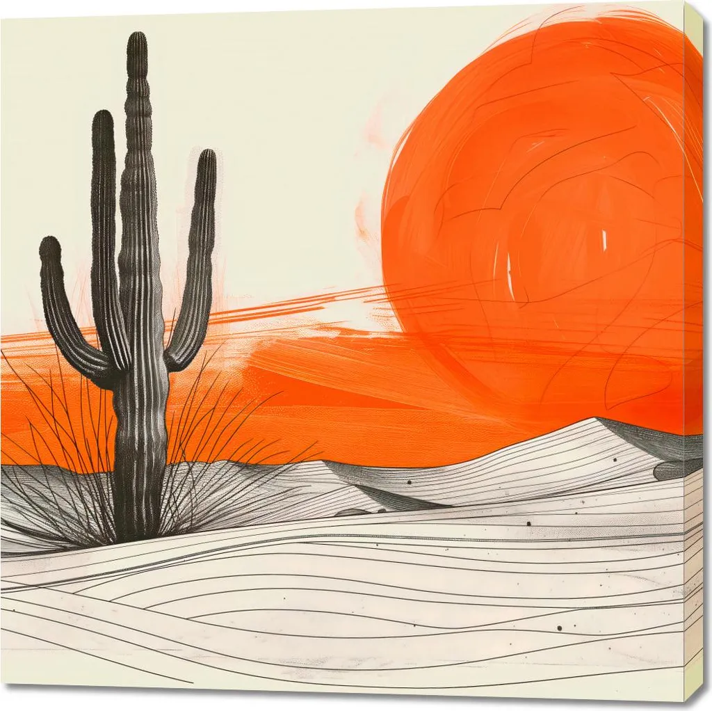 Tableau Cactus 100 x 100 cm pour Salon Ambiance Bohème et Nature