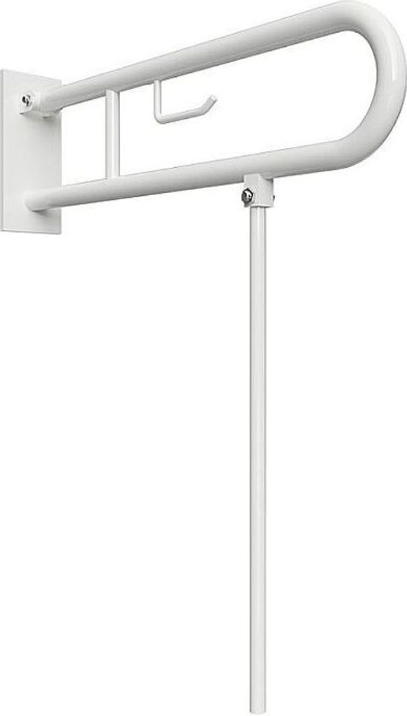 BELP Stützklappgriff in U-Form mit Standfuß & Toliettenpapierhalter Eisen Weiß mit Abdeckung 100x800x766 mm, 120 kg Traglast für Bad & WC >> zu...
