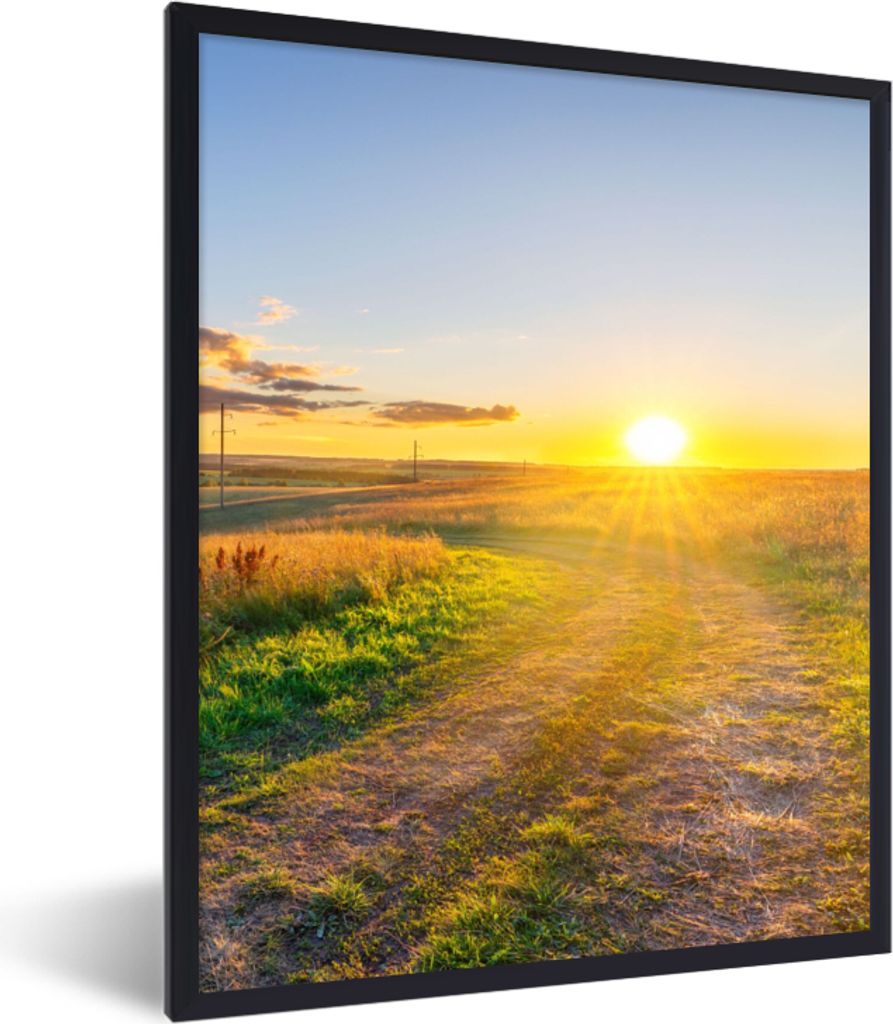 MuchoWow Gerahmtes Poster Sonne - Natur - Landschaft 30x40 cm - Poster mit Schwarzem Bilderrahmen Wandposter Rahmen Foto Bilder - Wanddeko - Kuns...