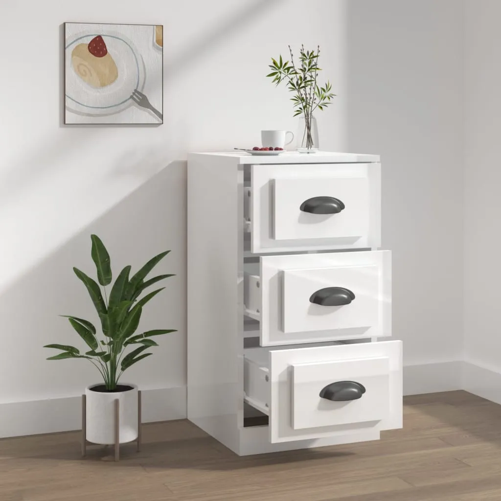 vidaXL Credenza Bianca Lucida 36x35,5x67,5 cm | Mobiletto Salvaspazio - 7