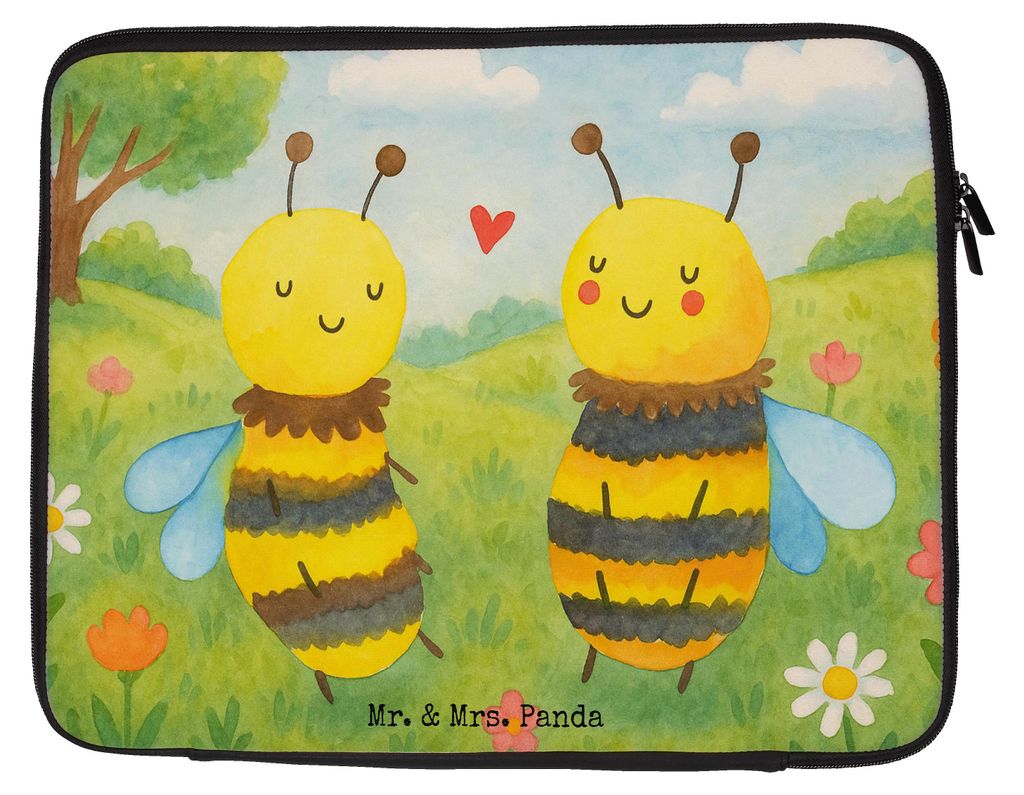 Mr. & Mrs. Panda Notebooktasche Biene Verliebt Design 27 x 36 cm - Weiß - Geschenk, Laptop Tasche, Hülle, Laptoptasche, Sleeve, Laptophülle