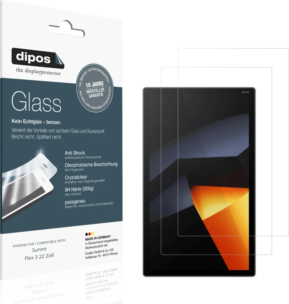 2x Protection Écran pour Sunmi Flex 3 22 Pouces Verre Souple 9H dipos