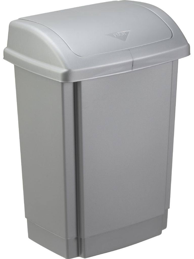 plast team Schwingdeckel-Abfalleimer 15 Liter silber Produktbild 