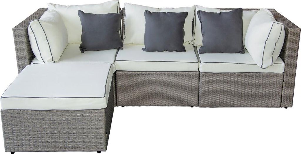 Salotto da giardino in polyrattan "Kuba" - 3 posti - grigio Immagine del prodotto 