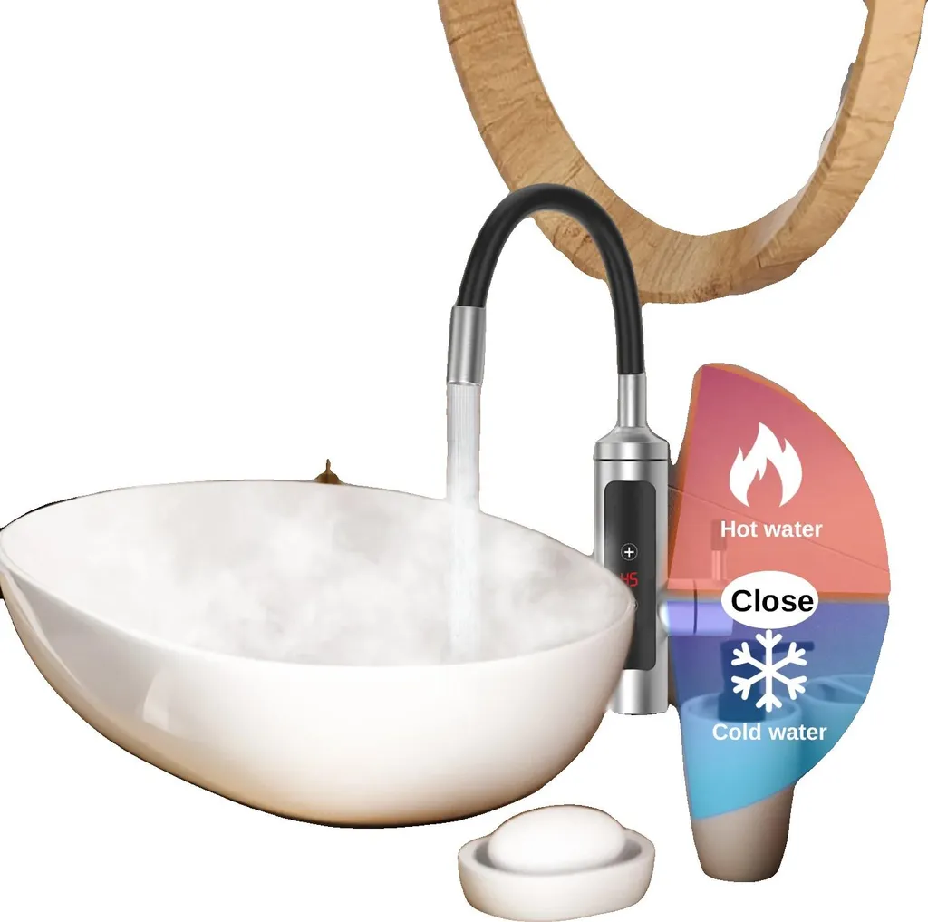 Robinet électrique inox 304 chauffage rapide 3000W pivotant à 360°