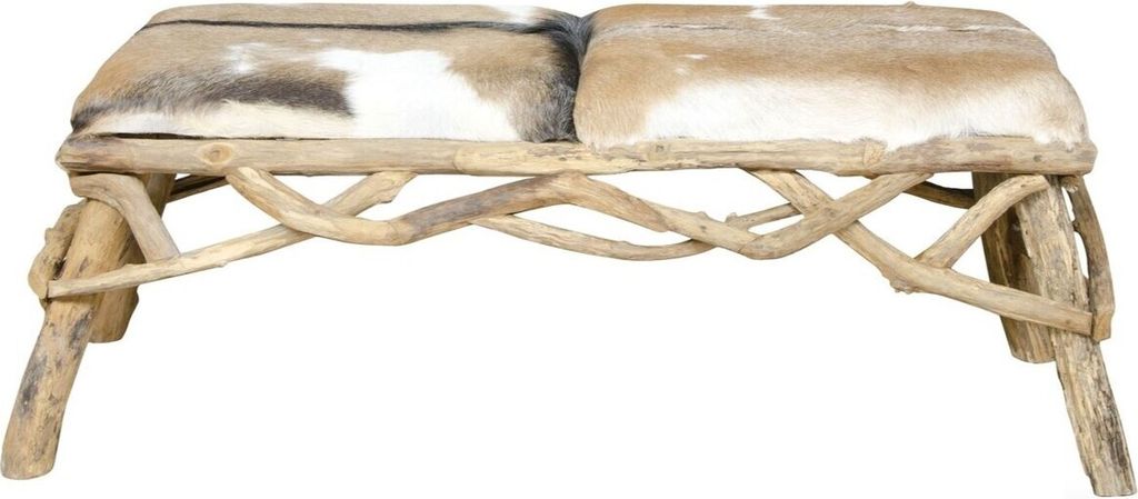 Casa Padrino Sitzbank mit Ziegenhaut 160 x 50 x H. 55 cm - Luxus Möbel