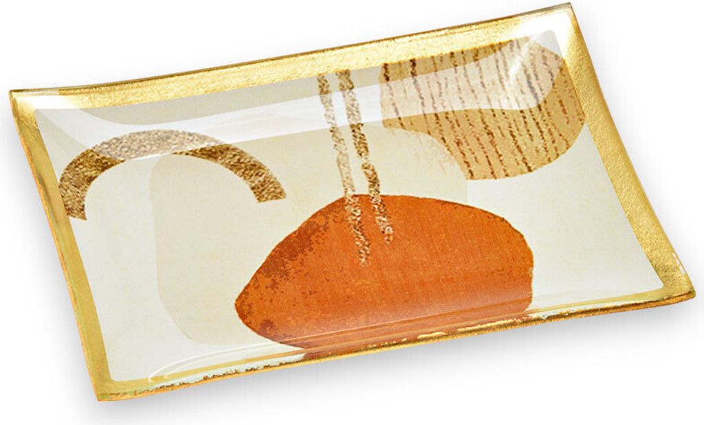 Deko Teller aus Glas Bunt 14x1x10cm