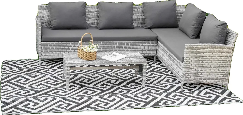 Tapis réversible d'extérieur motifs géométriques pliable 180x240cm