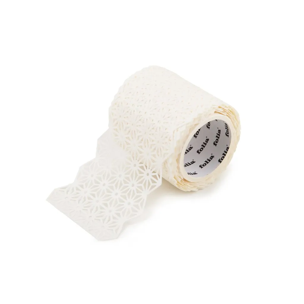 Washi-Dekor bordure fleurs pour décoration mariage et scrapbooking blanc - 5
