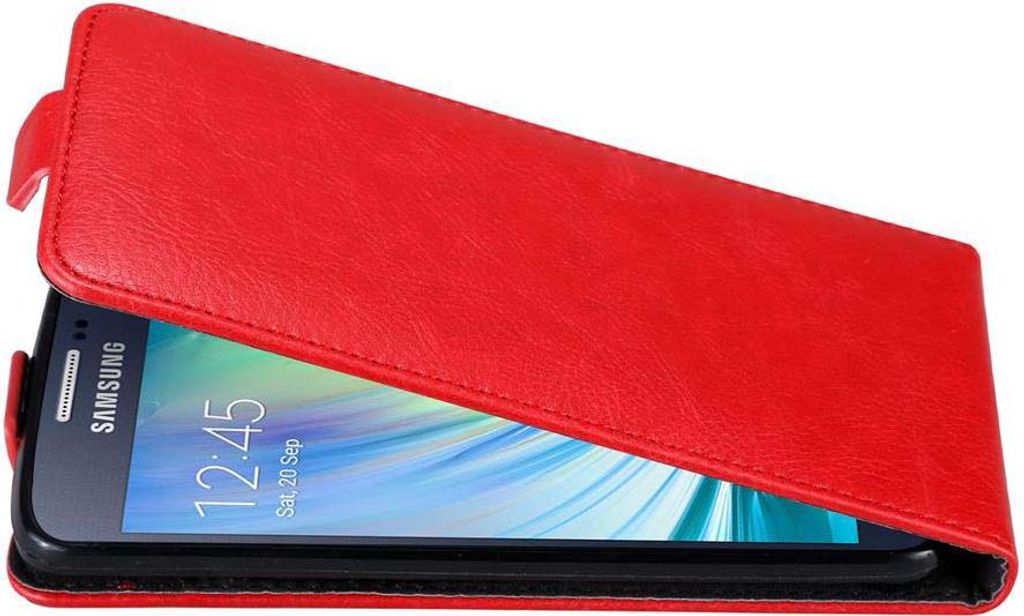 Cadorabo Hülle für Samsung Galaxy A3 2015 Schutz Hülle in Rot Flip Etui Handyhülle Case Cover