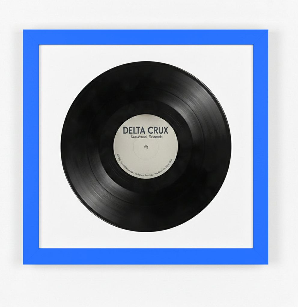 K-Möbel Schallplatten Rahmen Royalblau 40x40cm mit weißem Passepartout - Germany - Vinylrahmen aus Echtholz für die Vinyl