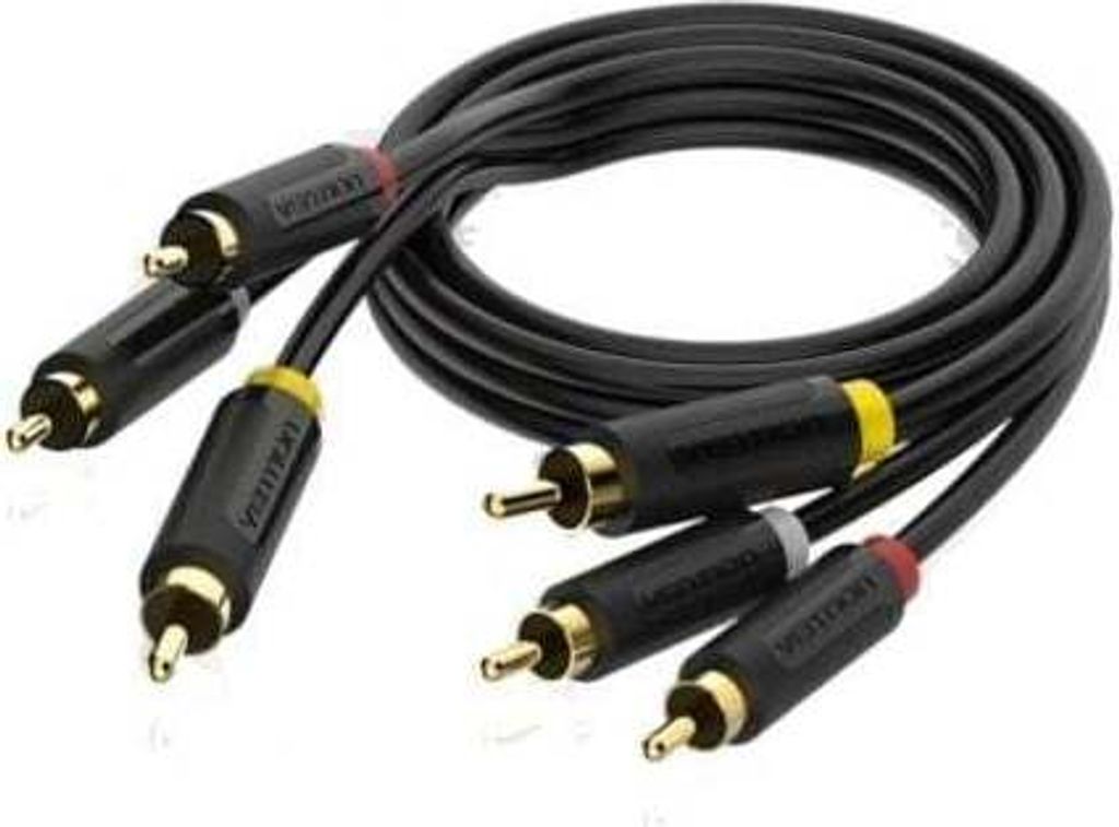 Cable stereo vention bcabh/ 3x male rca -- 3x male rca/ 2m/ schwarz