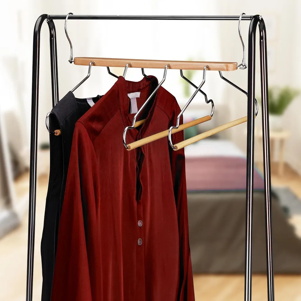 Optimisation dressing : Cintre multiple 4 niveaux en bois de lotus x2 - 2