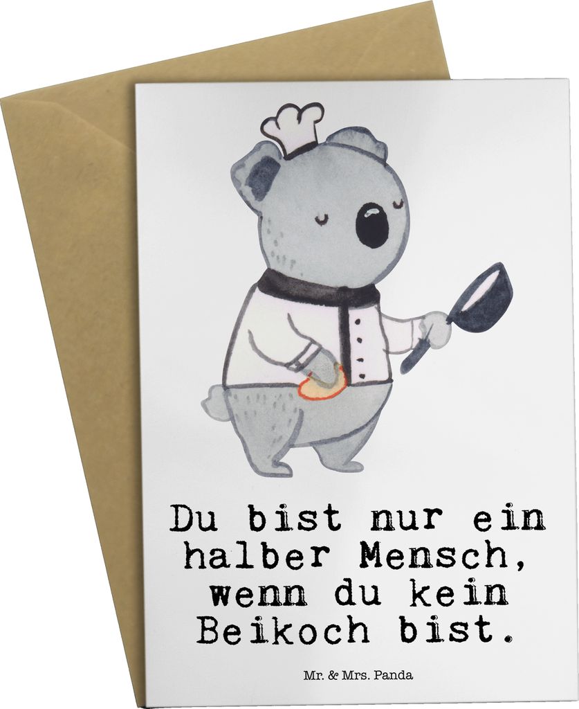 Mr. & Mrs. Panda neujahrskarte Beikoch Herz - Weiß - Geschenk, Restaurant, vatertagskarte, hochzeitskarten, Koch, firmungskarte, Gastronomie, Gru...