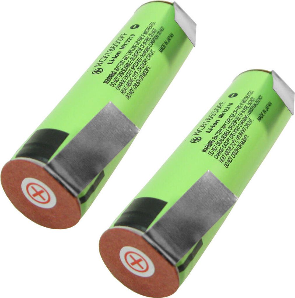 2x Ersatzakku für Bosch IXO/ISIO mit mehr Kapazität Panasonic Akku 18650 Zelle mit U-Lötfahne 2900mAh