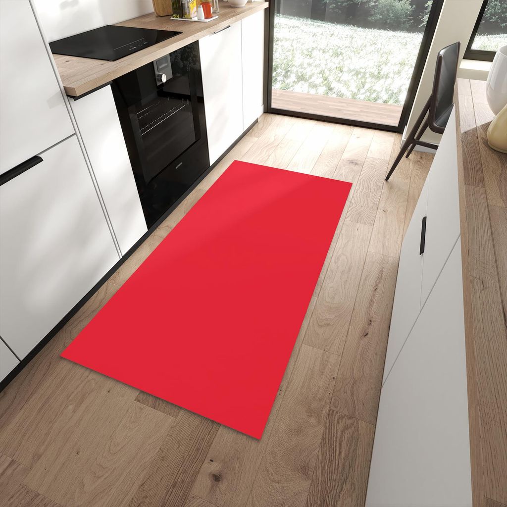 Küchenteppich 90x180cm rutschfest & abwischbar PVC Läufer - Pink-Roter Hintergrund