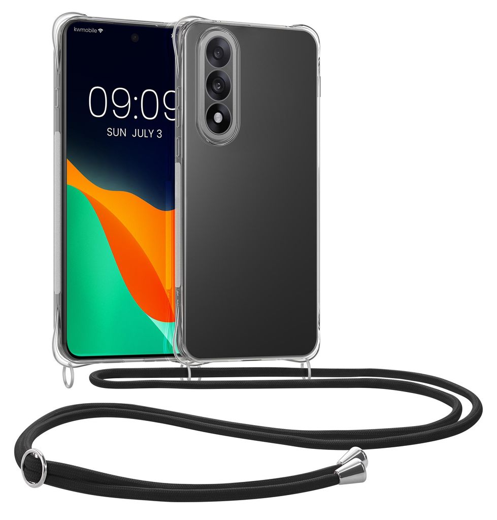 kwmobile Necklace Case kompatibel mit OnePlus Nord 5 Hülle - Silikon Cover mit Handykette - Band Handyhülle Schwarz Transparent