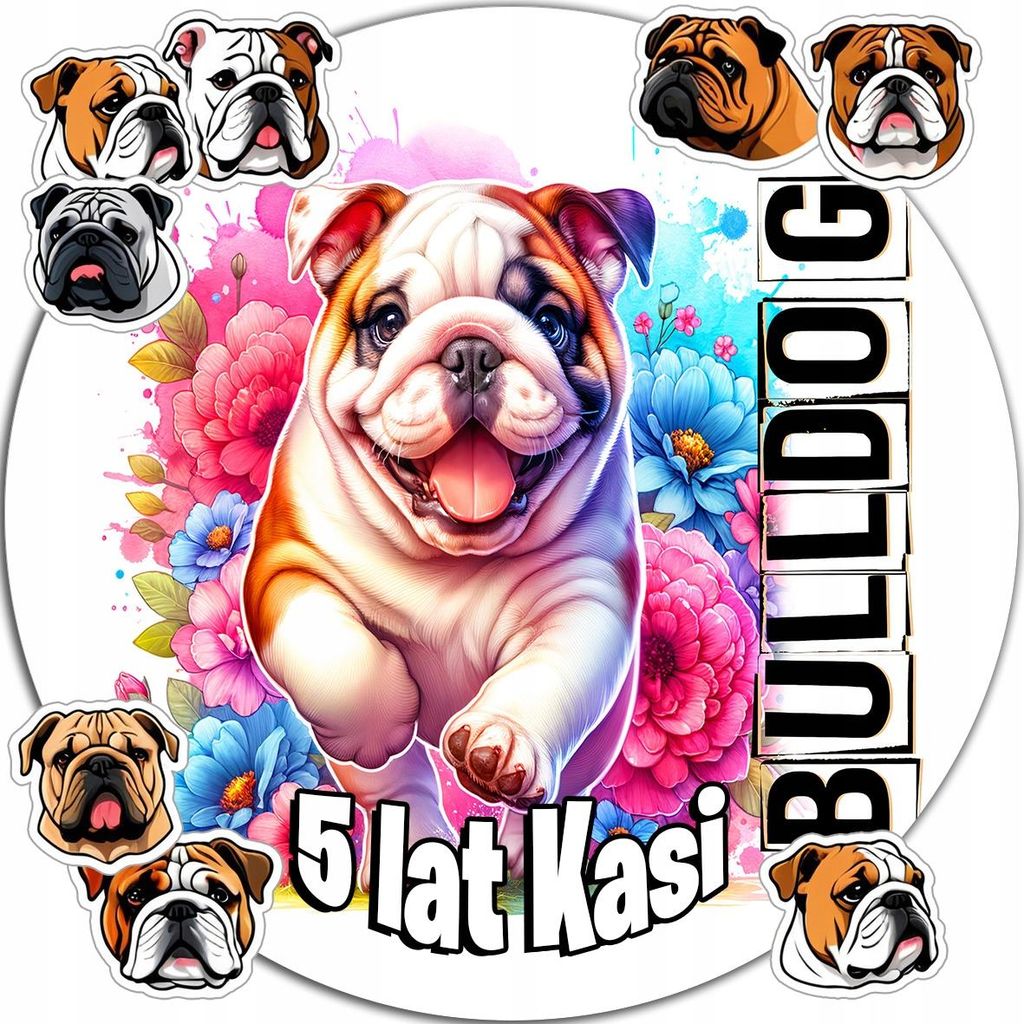 Opłatek Na Tort 20Cm - Psy Bulldog Dekoracja Urodzinowa + Zdjęcie produktu 
