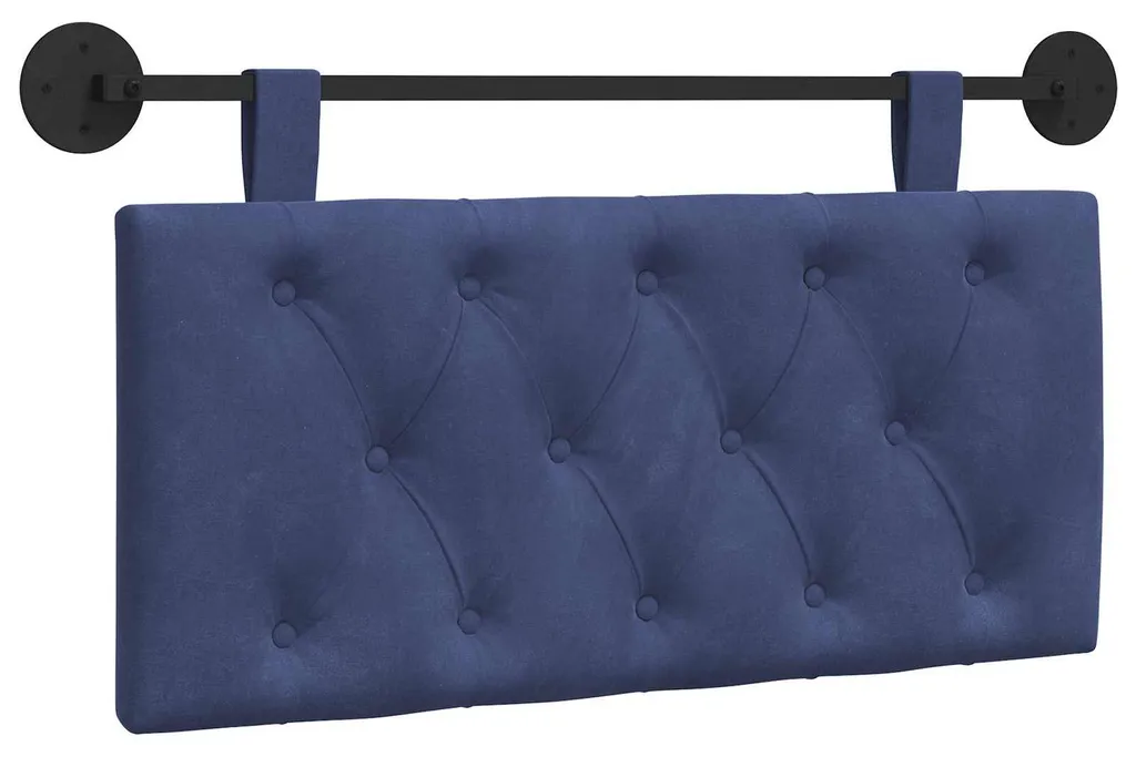 Tête de Lit LED en Velours Bleu Police Soft Touch Style Suspendu