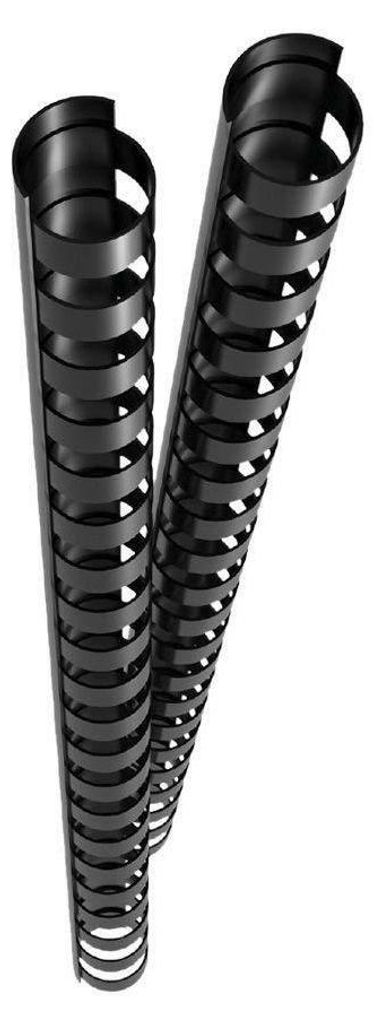 GENIE Spiralbinderücken, 25 Stk., 12 mm, schwarz, DIN A4 Produktbild 