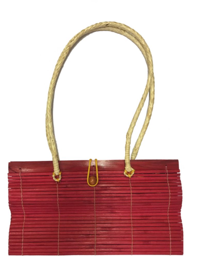Tasche aus Bambus im japanischen Stil, Umhängetasche, Farbe:rot