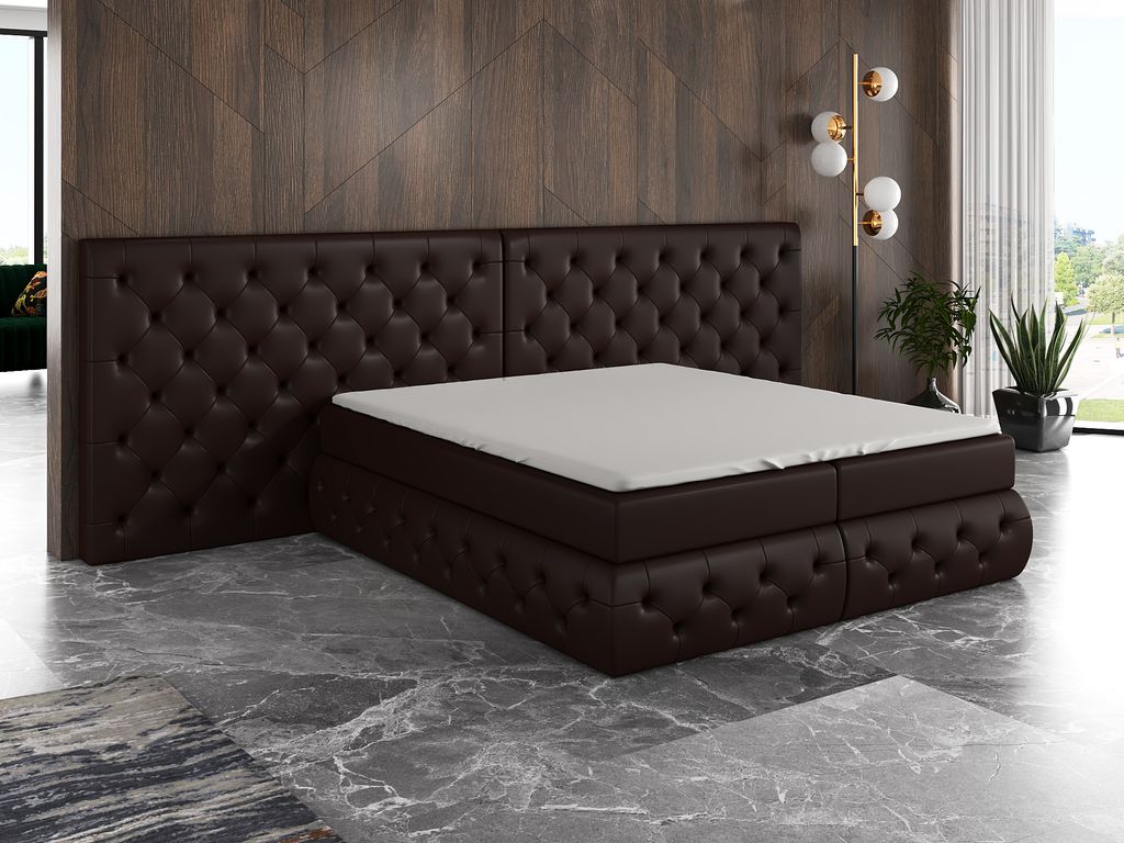 Boxspringbett OSK 120x200 mit 2 Bettkästen, Bonell-Matratze und Topper. Farbe: Braun.