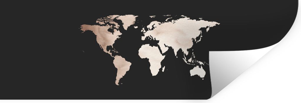 MuchoWow Wandtattoo Wandsticker Wandaufkleber Weltkarte - Braun - Weiß 90x30 cm Selbstklebend und Repositionierbar - Selbstklebend - Fototapeten