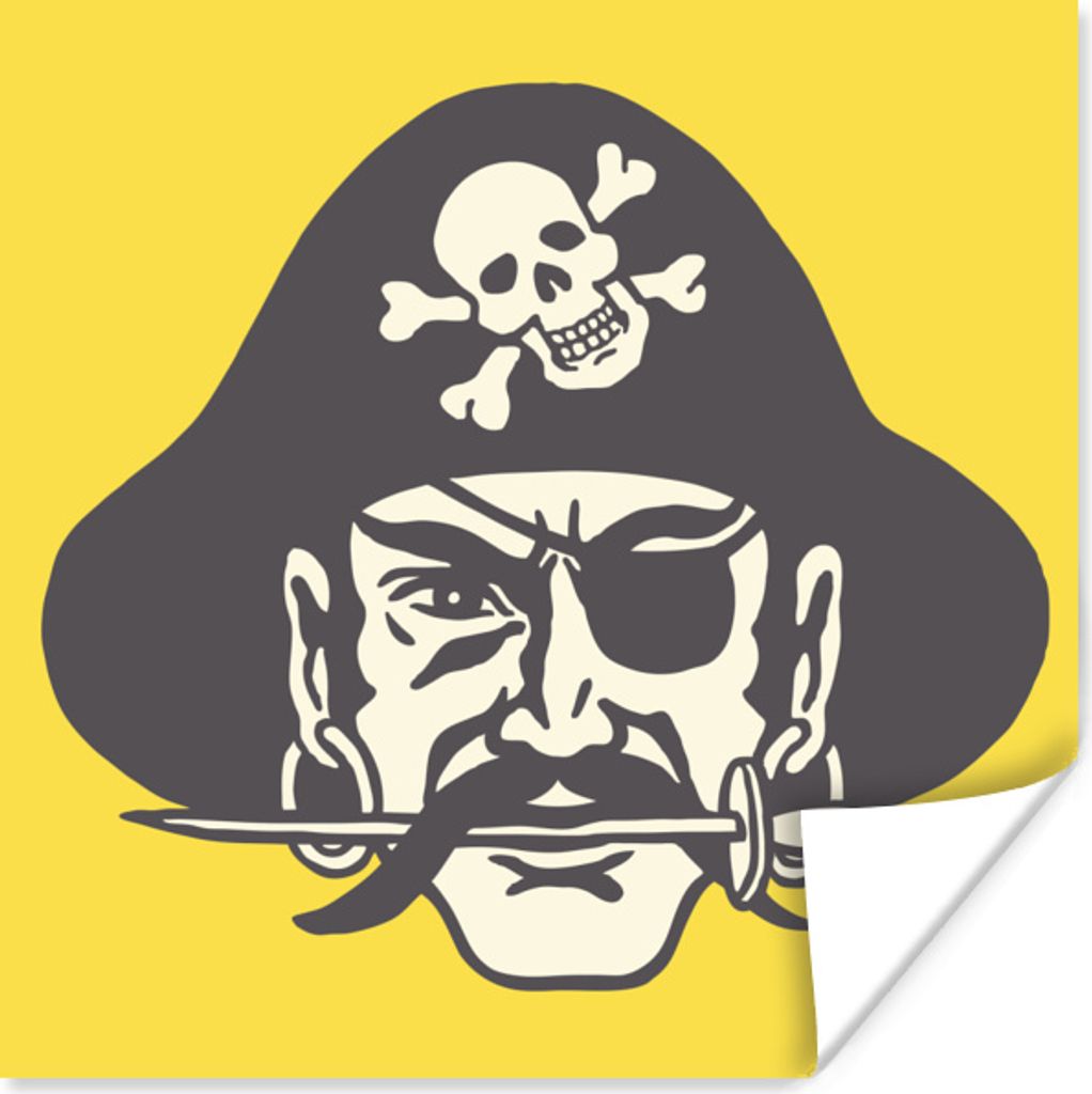 MuchoWow Poster Kinder Illustration eines Piraten auf einem gelben Hintergrund 30x30 cm - Wandposter - Printing