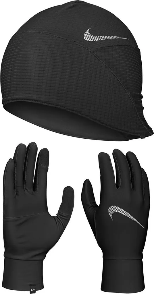 Nike Essential Ensemble Noir : Bonnet + Gants de sport taille L-XL (CS2744)