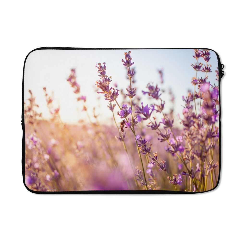 MuchoWow Laptop Hülle 13 Zoll Lavendel - Nahaufnahme - Sonne - Blumen - Lila Laptoptasche - Laptophülle - Sleeve - Rundumschutz