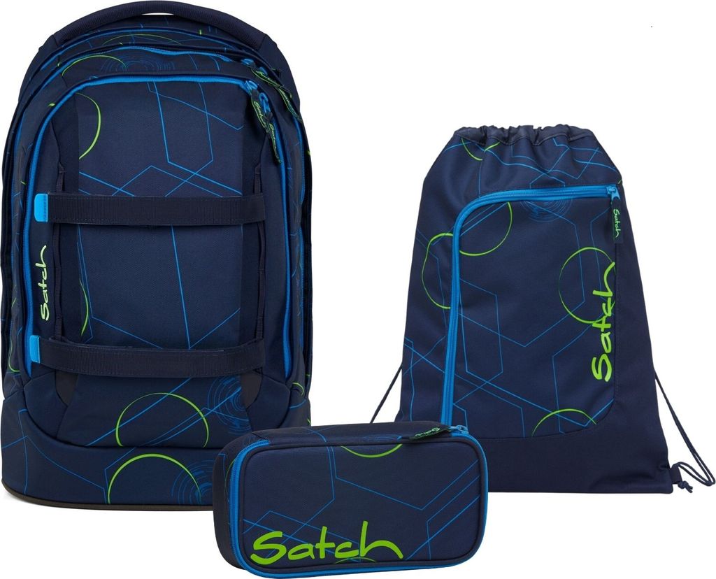 Satch Schulrucksack-Set PACK Blue Tech 3-teilig, ab 5. Klasse