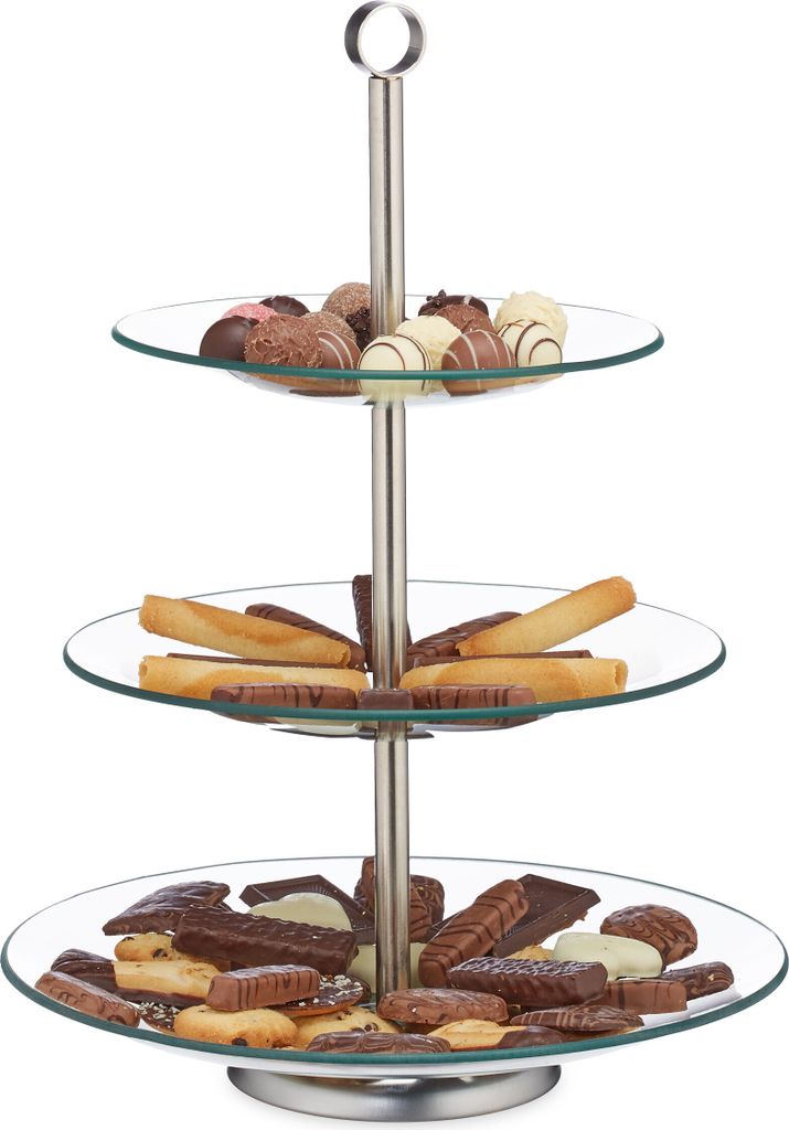 relaxdays Etagere trasparente/argentato 40,0 cm Immagine del prodotto 