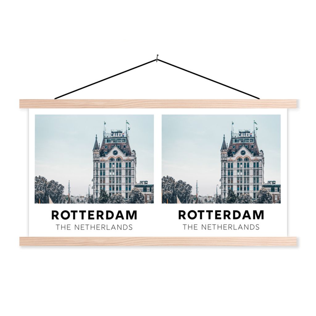 MuchoWow Textilposter Rotterdam - Niederlande - Startseite 120x60 cm mit holzfarbenen Rahmen - Klemmleiste