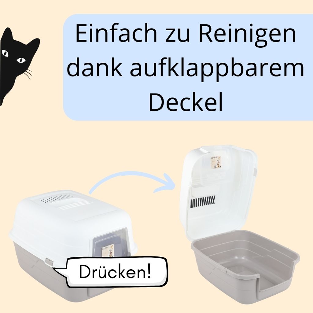 2x Katzenklo mit Deckel - Kippbare Haube - Aktivkohlefilter Produktbild 5