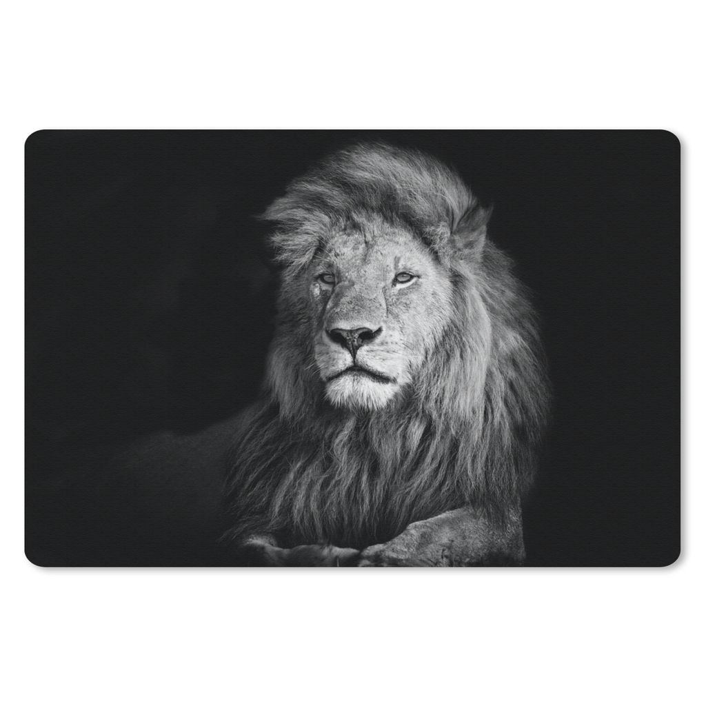 MuchoWow Mauspad Mousepad Wildlife - Löwe - Schwarz - Weiß 27x18 cm - Mousepads - Maus Mat - Pad - Mausunterlage - Büroartikel - Desk Matten
