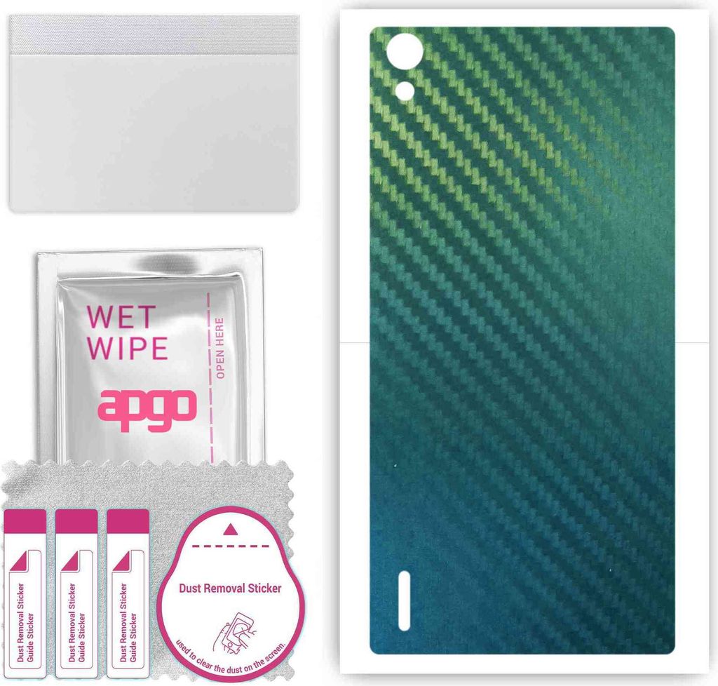 apgo Rückseite Schutzfolie, Skin, kompatibel mit Huawei Ascend P7, Hinten Displayschutzfolie aus Vinylfolie, kratzfest, einfache Montage - Kohlens...