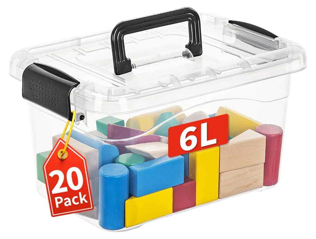 Boîtes de rangement transparentes avec couvercle et poignées - Lot de 4