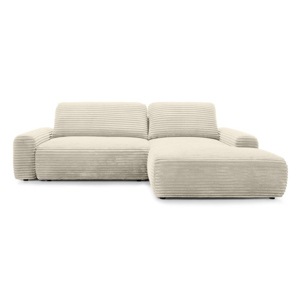 Ecksofa Dori Rechts – Bouclé, DL-Schlaffunktion 125 × 200 cm, Bettkasten